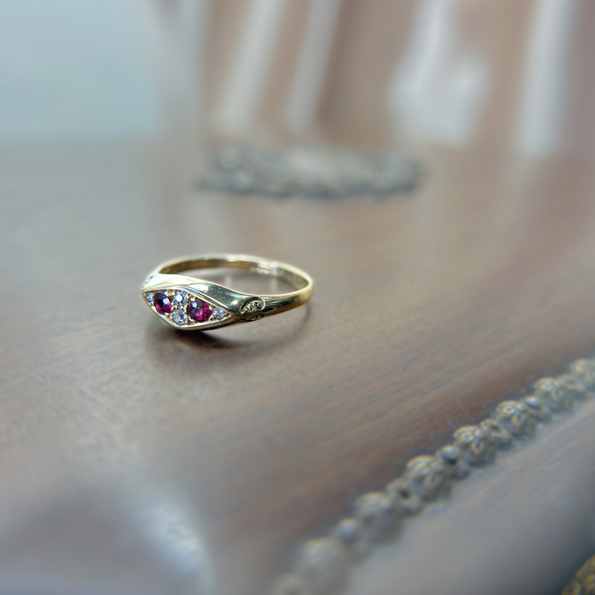 Antique 18K Edwardian Ruby & Diamond Ring