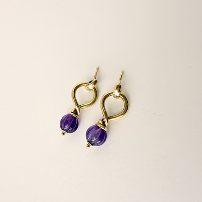 Vintage 9K Amethyst Twist Earrings